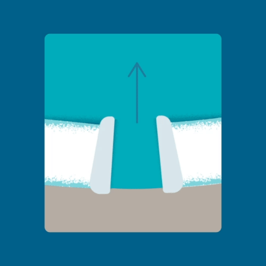 Diagrama de moléculas de água movendo-se através de um canal de aquaporina-3.